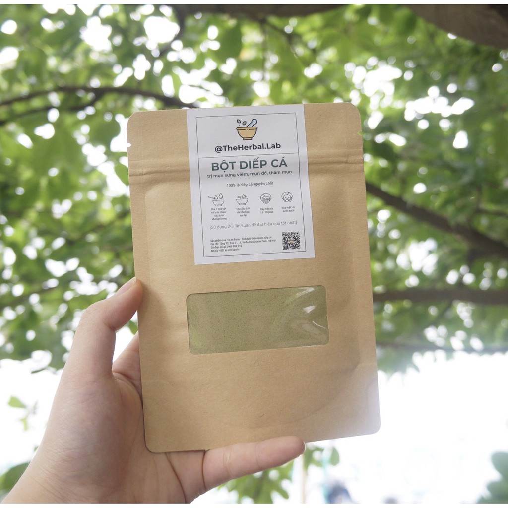 [THE HERBAL LAB] Bột lá Diếp cá nguyên chất HANDMADE + tặng bộ dụng cụ đắp mặt