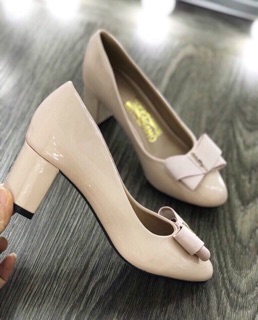 Giày cao gót nơ gót vuông 5cm