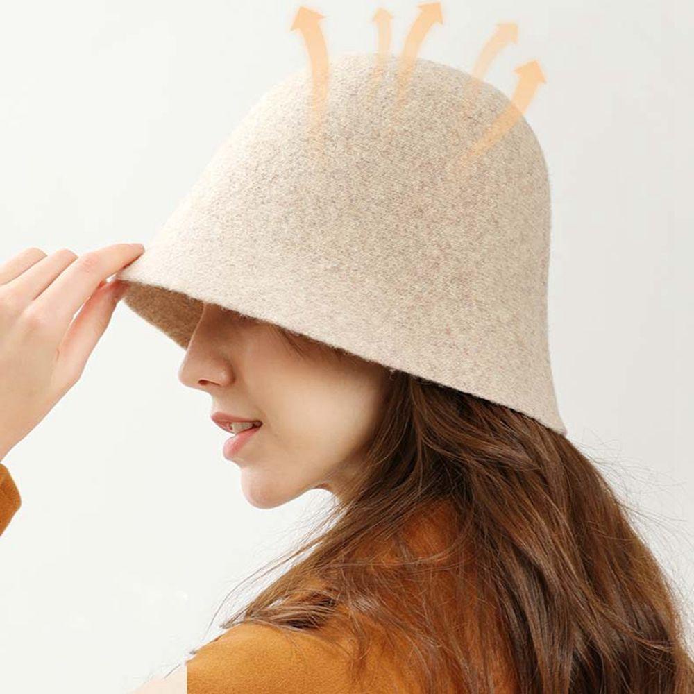 Mũ Bucket Len Màu Ngà Thời Trang Thu Đông Cho Nữ