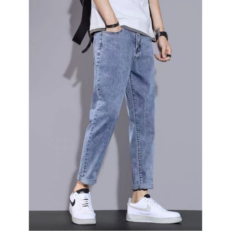 Quần vải jean bò baggy nam quần jean bò baggy nam xanh phong cách Hàn Quốc PDShop | BigBuy360 - bigbuy360.vn