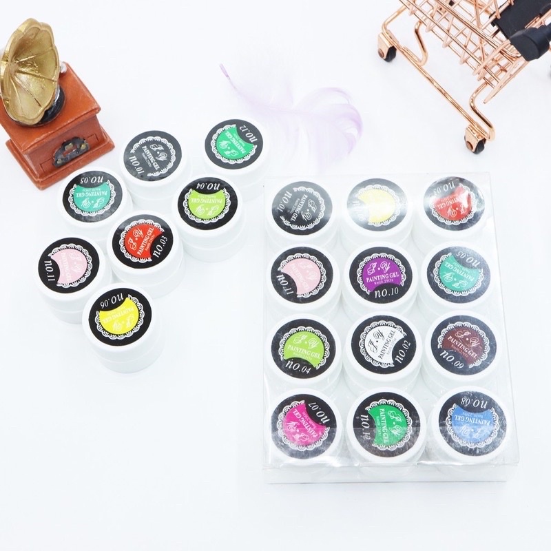 Set gel vẽ 12 màu vẽ móng,vẽ hoa văn trang trí móng tay