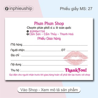 Phiếu giao hàng 400 tờ MS 27