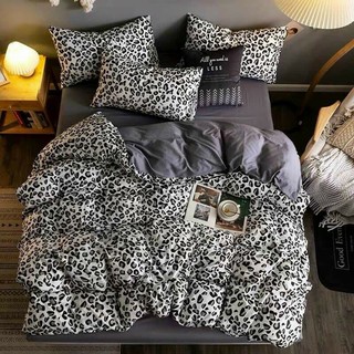 Bộ chăn ga gối da báo ghi Cotton Poly nhập khẩu