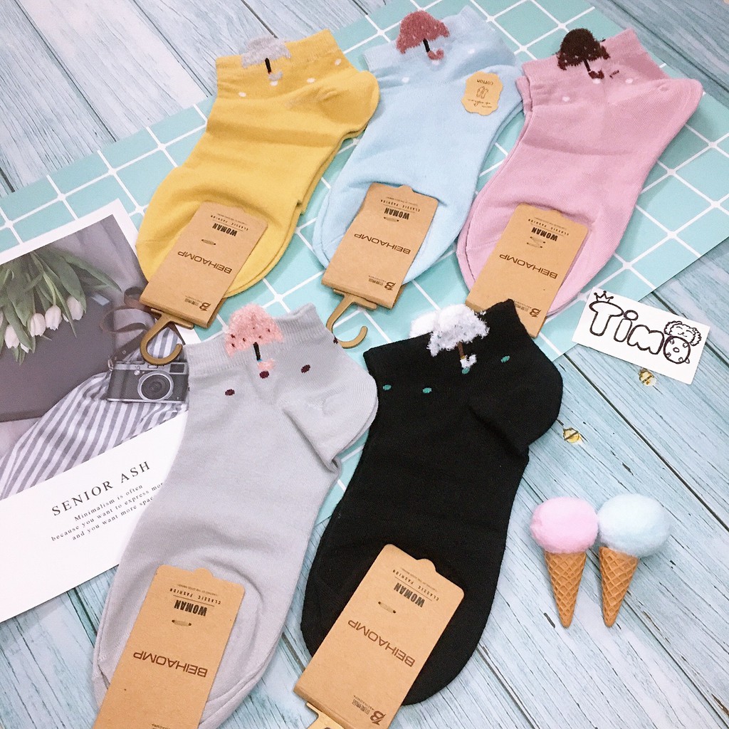 Tất Vớ Nữ Cổ Ngắn Cotton Cute Dễ Thương Giảm Đau Chân Phù Hợp Với Giày Nike Sneaker Bata Giầy Thể Thao Boots Cao Cổ