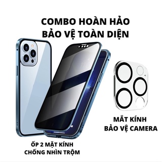 Bảo vệ toàn diện 2 mặt kính cường lực khung nhôm + mắt kính camera cao cấp cho ip 11-12-13-promax
