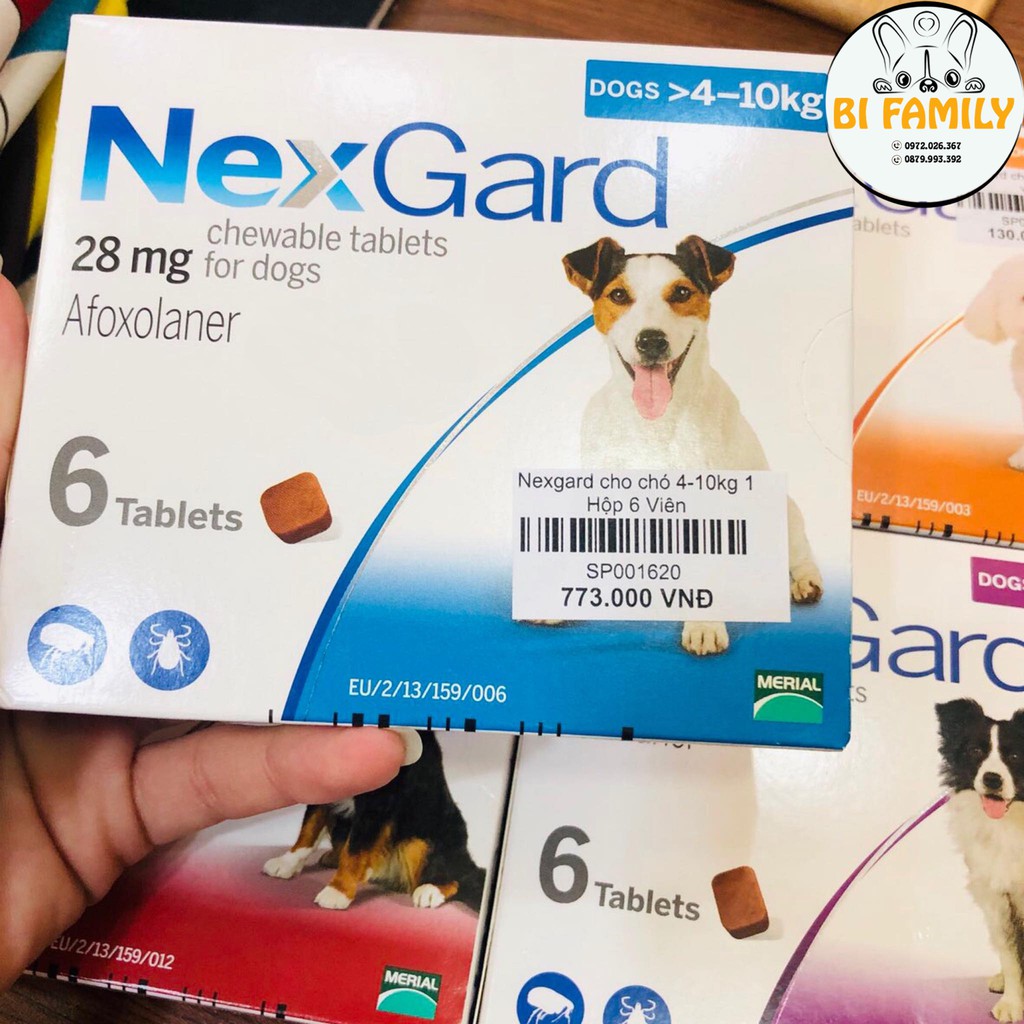 NEXGARD từ 2 – 4 kg, 4 -10 kg. NextGard  dành cho Chó có trọng lượng từ 2 đến 50 Kkg