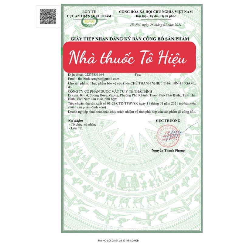 Chè thanh nhiệt Thái Bình