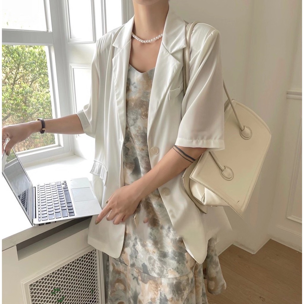 Blazer cộc tay cúc trắng cao cấp 41909 CHERRYCOCO | BigBuy360 - bigbuy360.vn