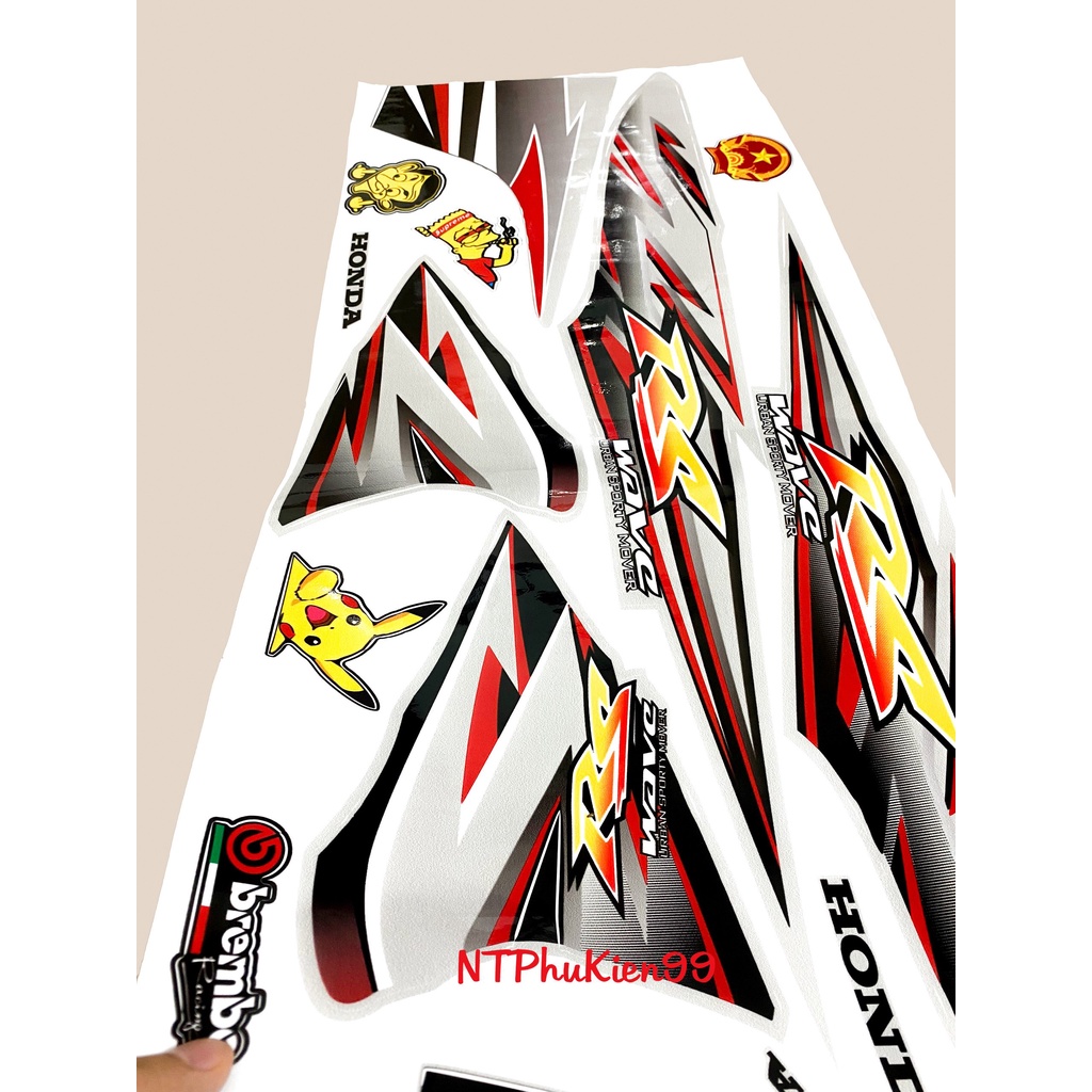 Tem rời Wave Alpha 50cc-100cc-110cc MẪU RS Màu Đỏ 3 Lớp Siêu Đẹp