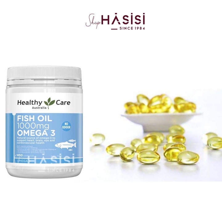 Viên Uống Dầu Cá HEALTHY CARE - Fish Oil 1000mg Omega 3 (400 Viên - 3 Viên/Ngày)