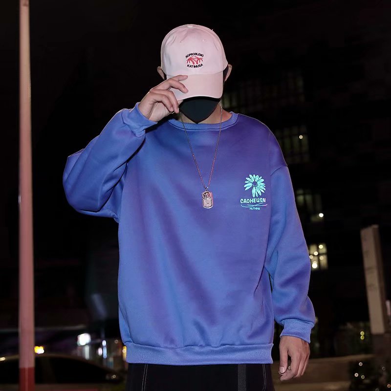 Áo Sweater Phản Quang In Họa Tiết Sau Lưng Phong Cách Hip Hop Cá Tính 4 Màu Tùy Chọn