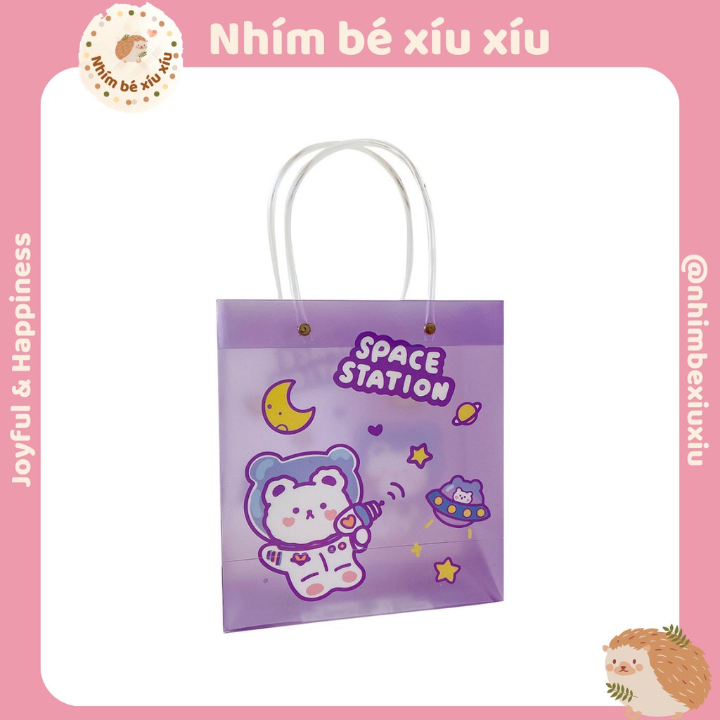 Túi nhựa hoạt hình có quai xách Spaceman tote gift bag