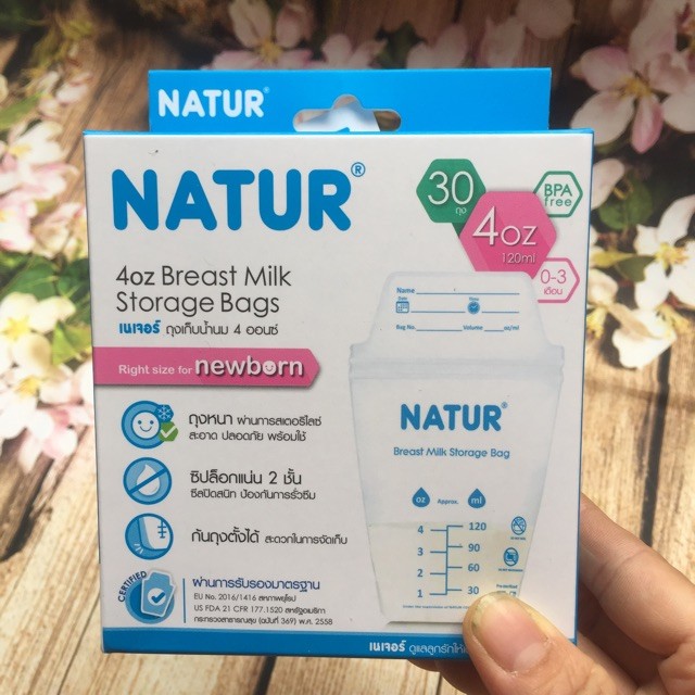 Túi trữ sữa Natur Thái Lan (120ml/ hộp 30 túi)