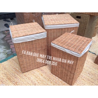 Thùng đựng đồ dơ mây tre,thùng mây đựng đồ kèm lót dáng chữ nhật, dáng vuông