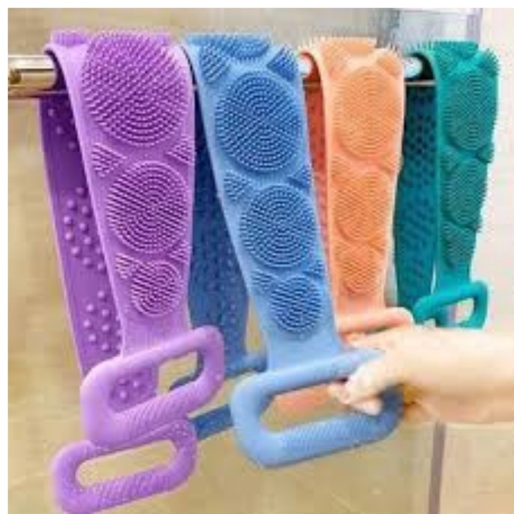 Dây cọ chà lưng silicon 2 mặt massage tạo bọt dụng cụ tắm tẩy tế bào chết