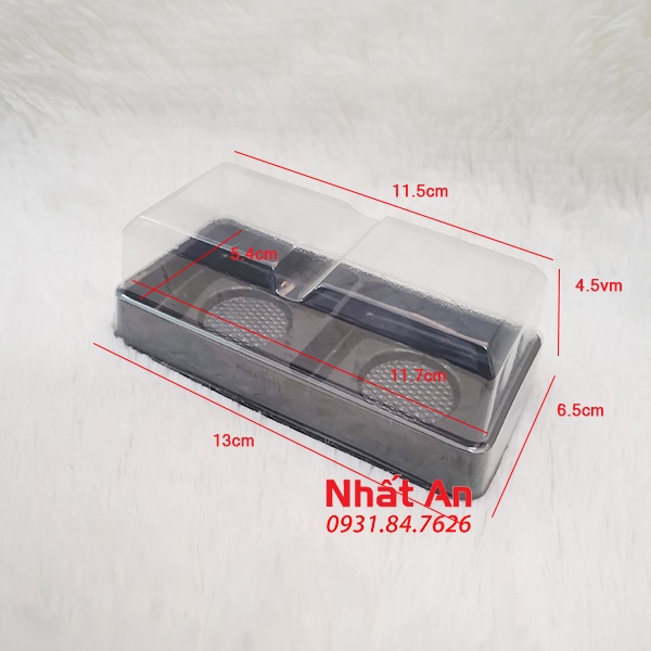 Hộp nhựa đế đen 2 ngăn đựng thực phẩm