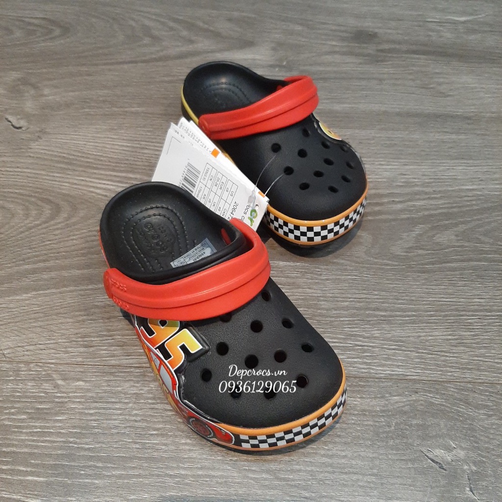 Dép sục crocs cho bé hình xe 95 dập 3D nổi cao cấp, dép crocs bé trai tặng kèm jibbitz - Crocs house