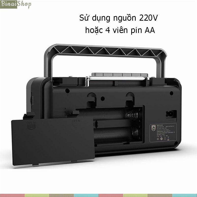 Philips TAR3568 - Đài Radio AM/FM Cổ Điển Cỡ Lớn, Hỗ Trợ Khe USB, Ghi Âm Băng Trắng, Công Suất 8W Dành Cho Người Già
