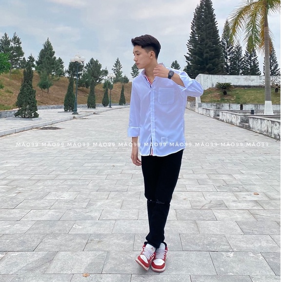 áo sơ mi  thom browne sọc cổ nam,nữ dài tay gấp cổ. Ảnh thật tự chụp | BigBuy360 - bigbuy360.vn