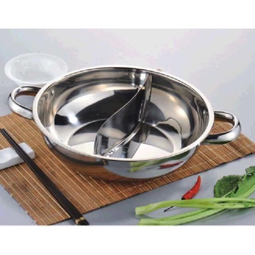 NỒI LẨU INOX 2 NGĂN size 28CM  KÈM NẮP KÍNH