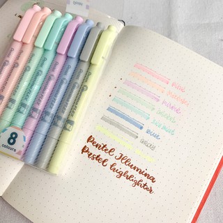 Bút nhấn dòng Pentel Illumina Pastel Highlighters / Bút dạ quang 2 đầu // Hidari