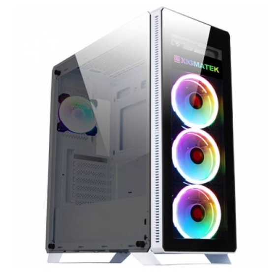 Vỏ case máy tinh Xigmatek Aura White Cũ_2 mặt kính