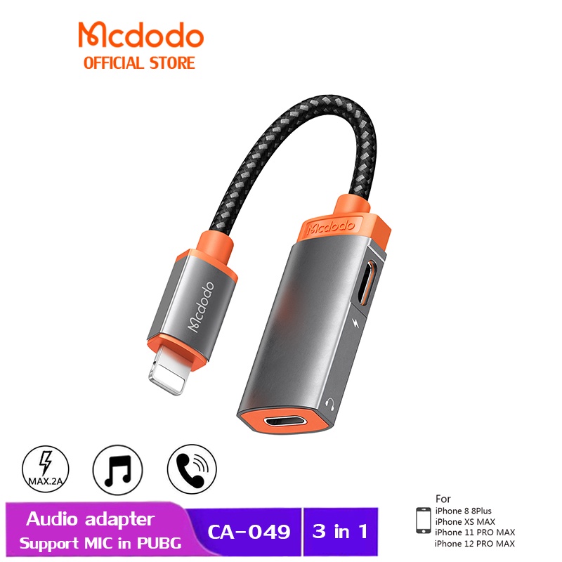 MCDODO Cáp chuyển đổi âm thanh 2 trong 1 cho iPhone 12promax 11promax Xs Xax 8 7lpus CA-0490