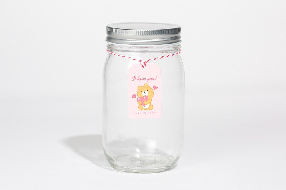 Lọ Thủy Tinh ARTBOX Hàn Quốc Đựng Giấy Viết Hình Gấu Oliver Và Trái Tim