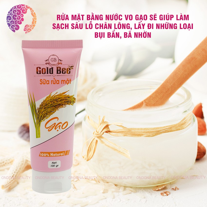 [100% Natural] SỮA RỬA MẶT TRẮNG DA NGỪA MỤN GẠO Gold Bee - Ondona Beauty