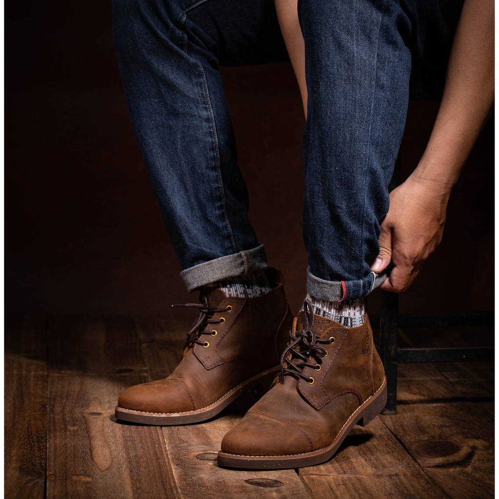 GIÀY DA NAM STEELER - CHUKKA HUNTER NÂU SÁP | BigBuy360 - bigbuy360.vn