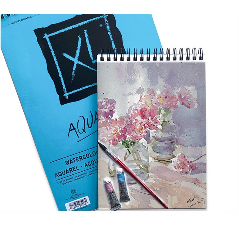 Sổ vẽ màu nước Canson XL Aquarelle size A4 định lượng 300gsm 30 tờ chuyên vẽ màu nước, acrylic, gouache