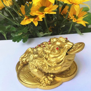 Thiềm thử mang tài lộc chỉ 68k cao 7 cm rộng 10 cm màu vàng sơn đồng