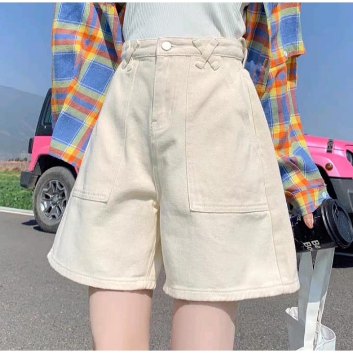 Quần Short Nữ Ống Rộng Vải Kaki Lưng Cao Đai Chéo Hàn Quốc - Quần Sooc Đùi Nữ Cạp Cao Ulzzang | BigBuy360 - bigbuy360.vn