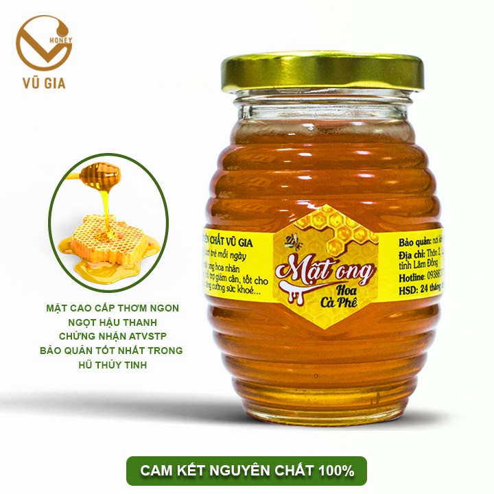 Mật Ong Cà Phê Nguyên Chất Bảo Lộc Vũ Gia (200ml/ hũ)