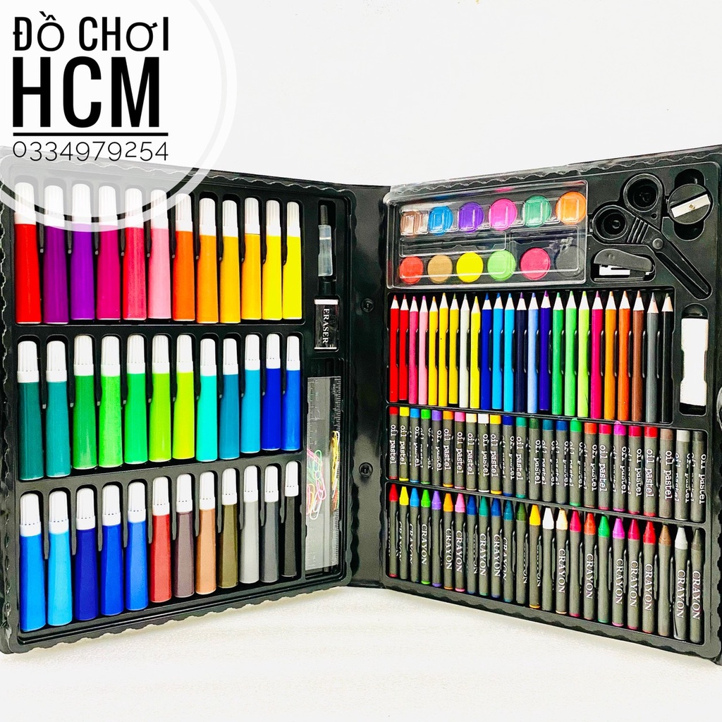 [QUÀ TẶNG ĐẸP] Đồ chơi hộp bút màu 150 chi tiết lớn, đa năng cho bé tập tô màu,tập vẽ giúp bé phát triển tư duy sáng tạo