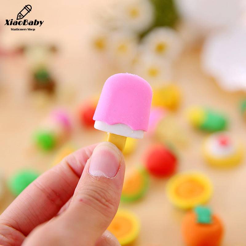 1 Bộ Gôm Tẩy Hình Bánh Trái Cây Rau Củ Quả Mini Dễ Thương Sáng Tạo Có Khóa Kéo Dành Cho Học Sinh