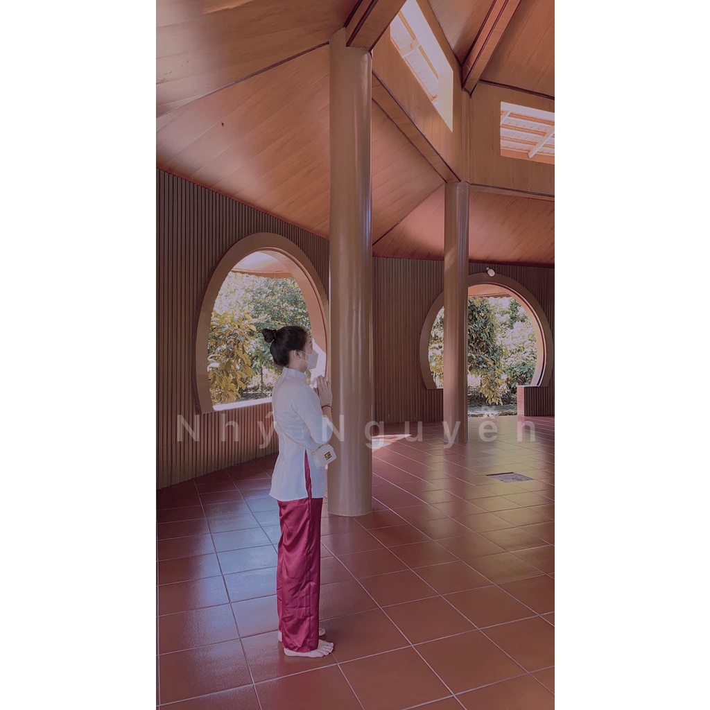 Đồ lam đi chùa Mẫu Thêu Công Vải Satin Nhung cao cấp
