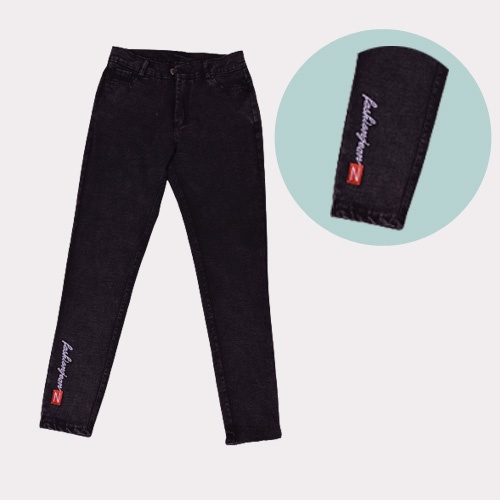 Quần dài nữ kaki giả jean ôm co giản thiêu chữ fakingshion thời trang xuân hè thời trang công sở Kkw09 | BigBuy360 - bigbuy360.vn