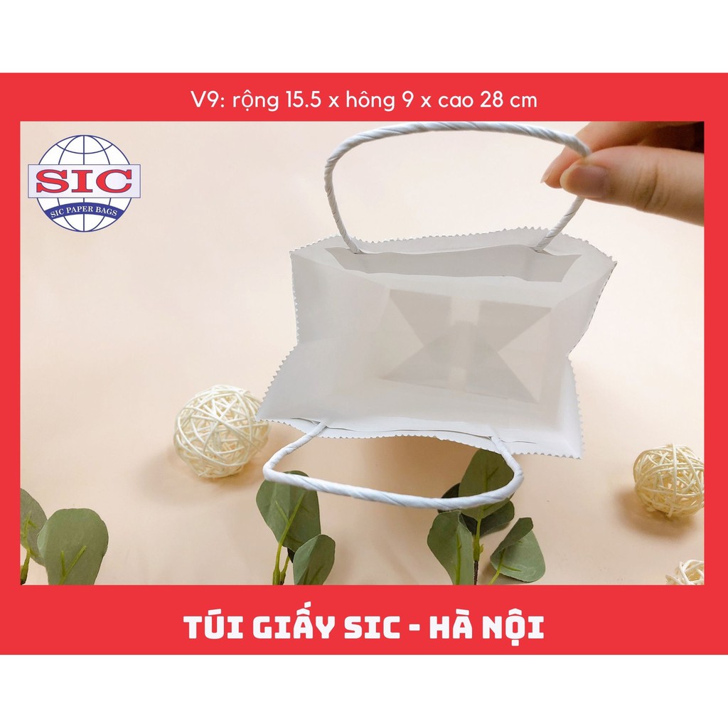 [COMBO 100 CHIẾC] TÚI GIẤY KRAFT V9: 15.5x9x28 CÓ QUAI ( ẢNH THẬT)