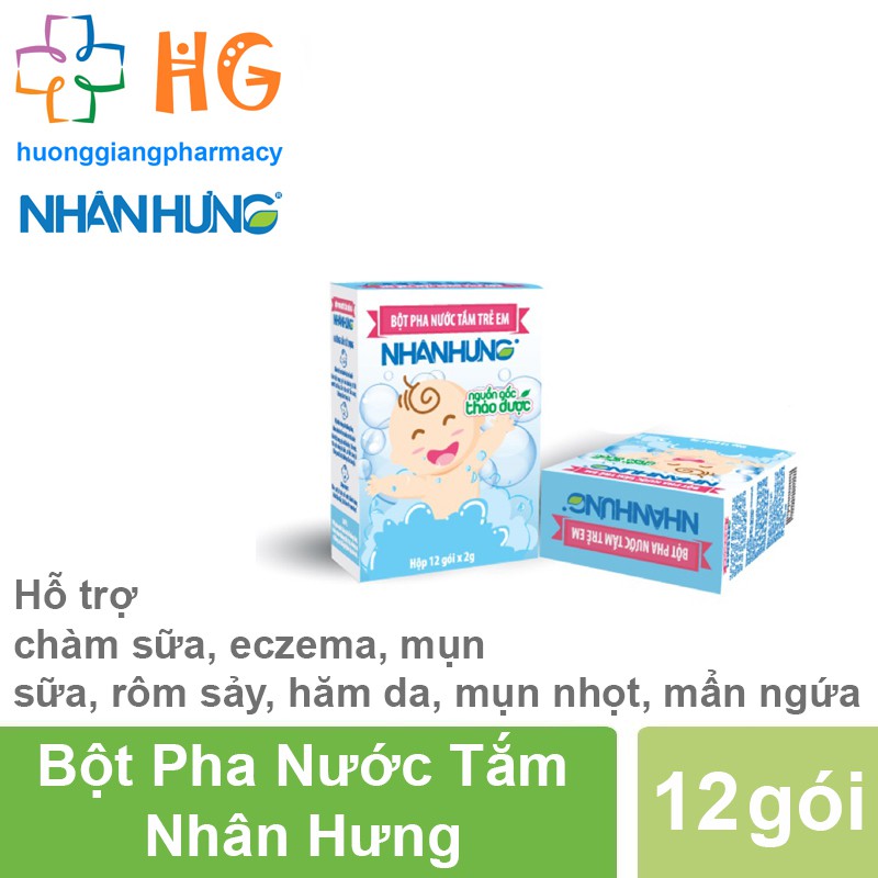 Bột pha nước tắm trẻ em Nhân Hưng (Hộp 12 và 30 gói)