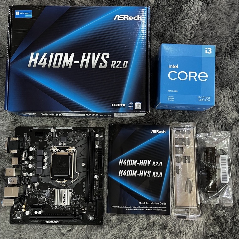 Combo mainboard ASRock H410M-HVS + I3 10105F 3.7GHz ( 4 nhân 8 luồng ) - Bảo hành 36T