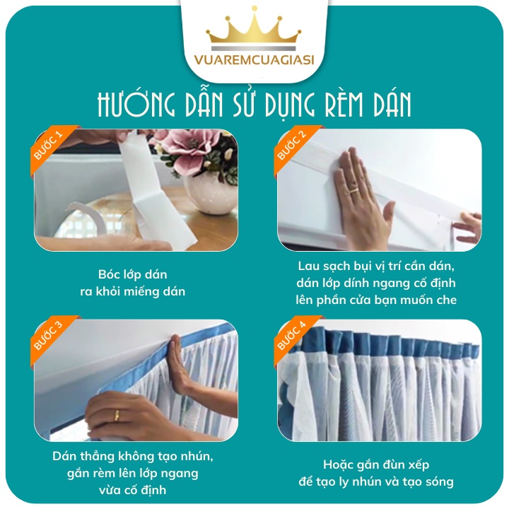Rèm Cửa Sổ Dán Tường Chống Nắng Chất Liệu Vải Gấm Dệt 3d Decor Phòng Ngủ VUAREMGIASI