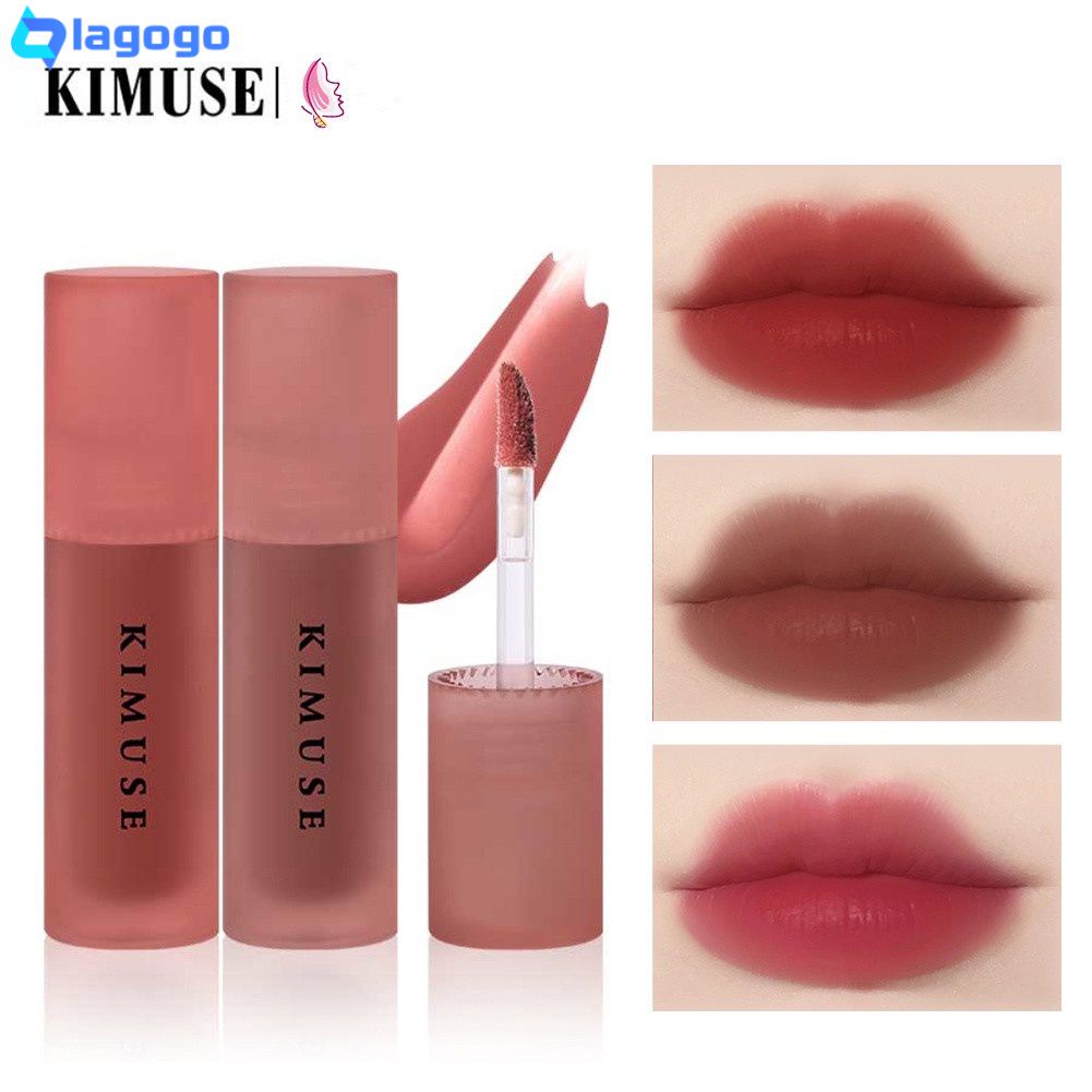 ✨Cá Tuyết✨KIMUSE Nước Tint Lip Tráng Men Chống Thấm Nước Bền Mờ Son Bóng Son Môi Nước Sương Môi Men Velvet Matte Tự Nhiên Trang Điểm 13 Màu Lago