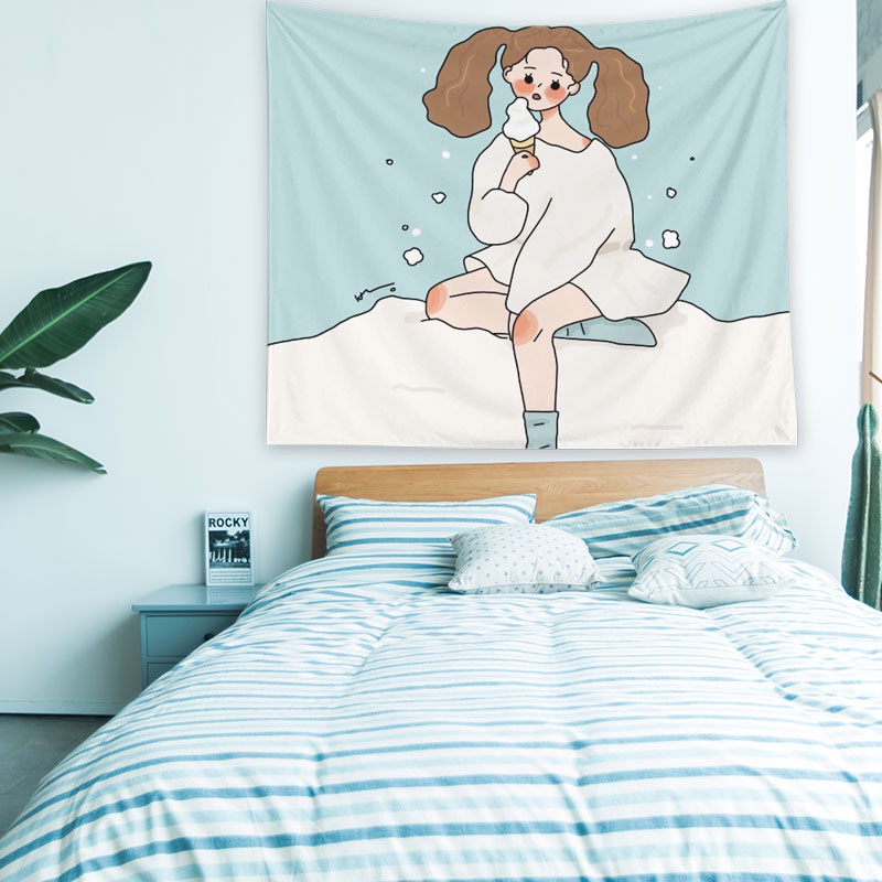 Thảm treo tường họa tiết hoạt hình phong cách Bắc Âu xinh xắn