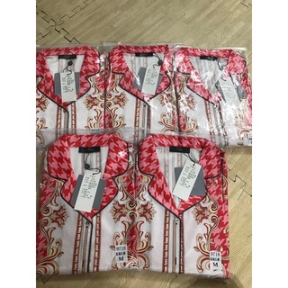 PIJAMA TAY NGẮN CÔNG ĐỎ LỤA XƯỚC U009.
