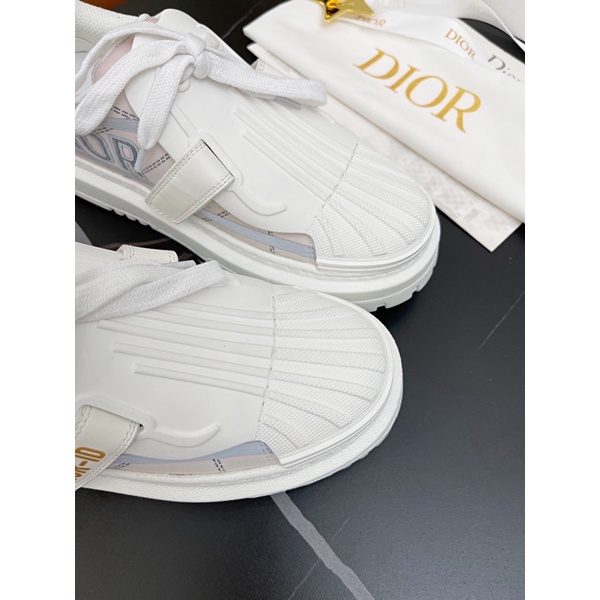Giày thể thao nữ dáng bánh mì lưỡi cao su dài thương hiệu Dior CD da thật cao cấp
