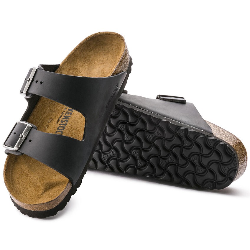 Dép Quai Ngang Nam Birkenstock Arizona Oiled Leather 552111 Màu Đen