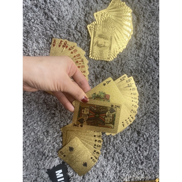 Bộ bài Tây mạ vàng cao cấp 24k chống thấm nước. Tú lơ khơ