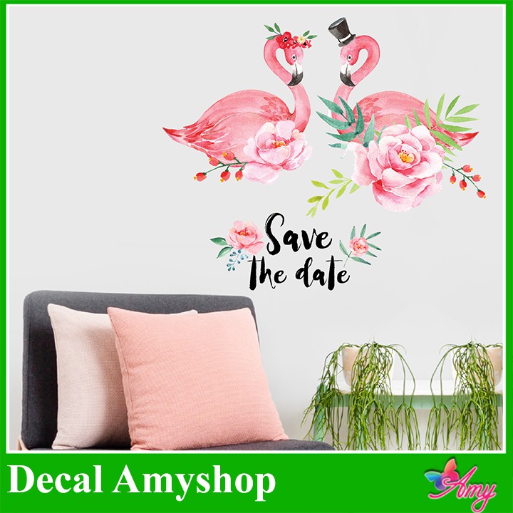 Decal tranh dán phòng cưới Save the date AmyShop DKN090 (95 x 85cm)
