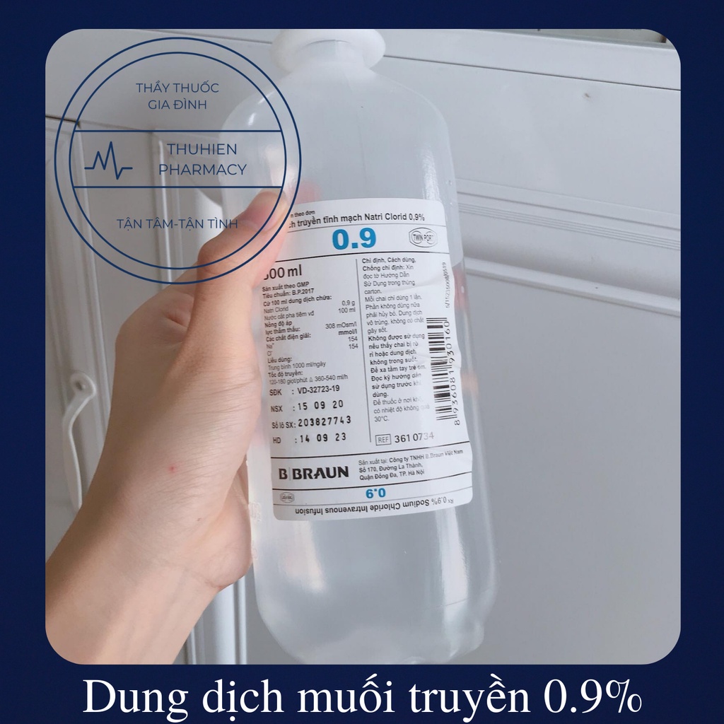 Dịch muối truyền tĩnh mạch Natri Clorid 0,9%, Đường truyền tĩnh mạch Glucose chai 500ml